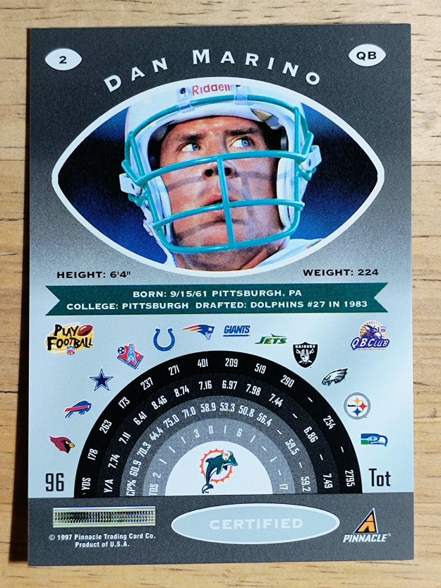 1997 Pinnacle Certified #2 Dan Marino
