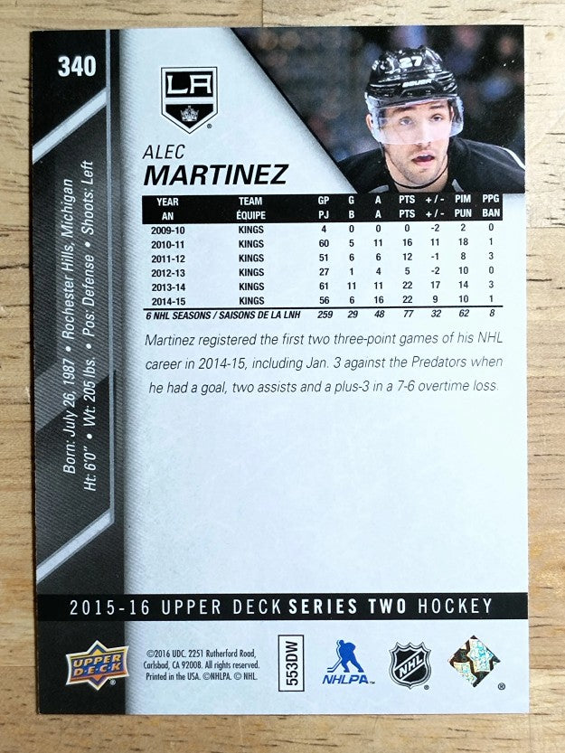 2015-16 Upper Deck #340 Alec Martinez