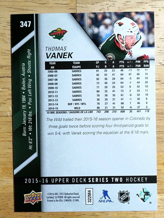 2015-16 Upper Deck #347 Thomas Vanek