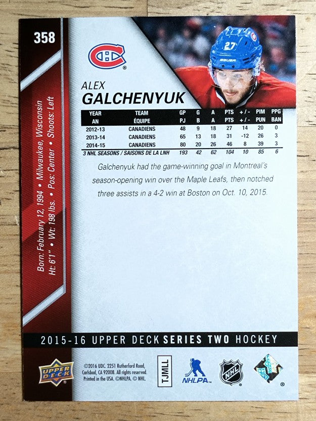 2015-16 Upper Deck #358 Alex Galchenyuk