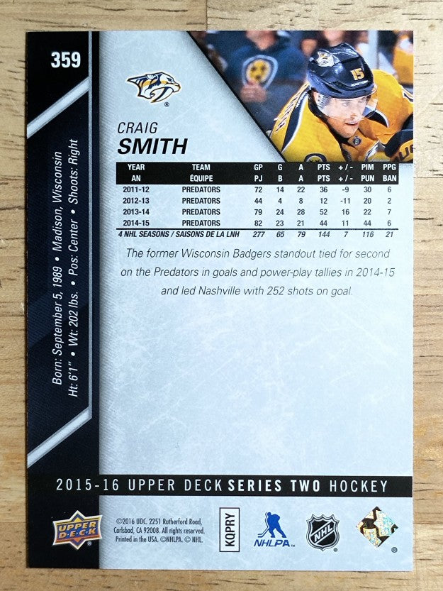 2015-16 Upper Deck #359 Craig Smith