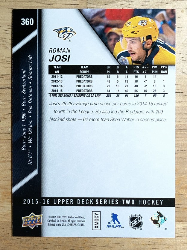 2015-16 Upper Deck #360 Roman Josi