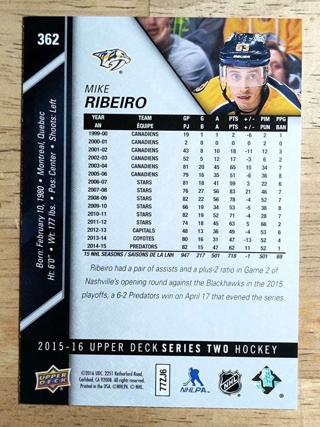 2015-16 Upper Deck #362 Mike Ribeiro