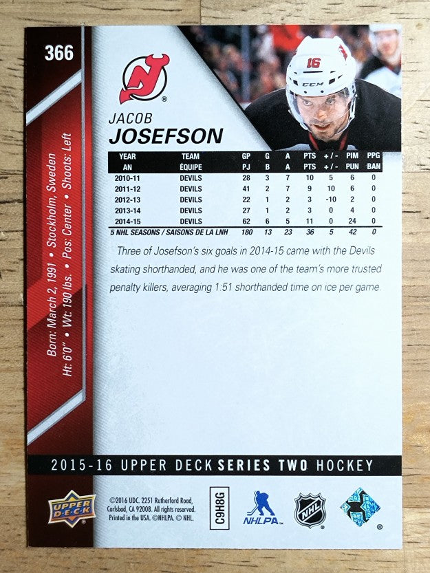 2015-16 Upper Deck #366 Jacob Josefson