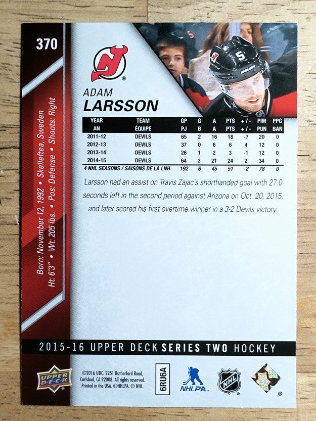 2015-16 Upper Deck #370 Adam Larsson