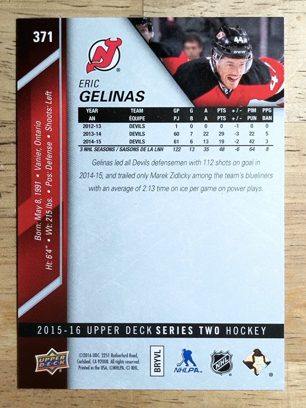 2015-16 Upper Deck #371 Eric Gelinas