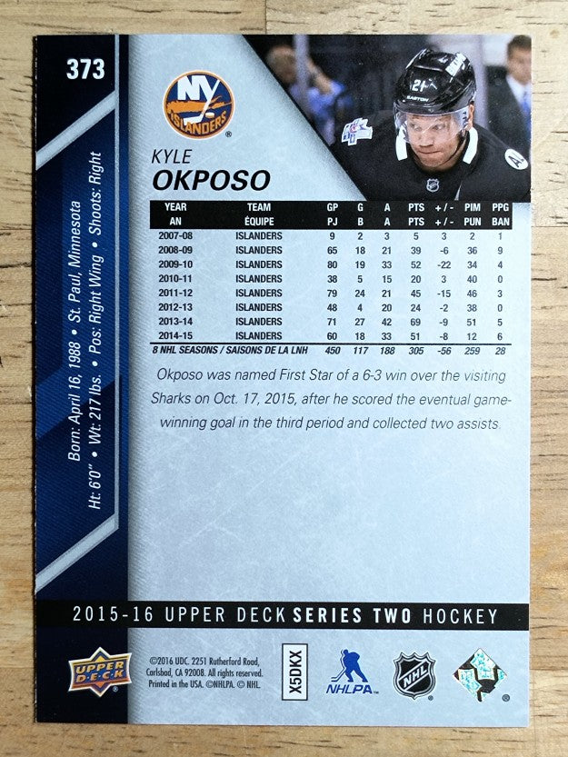 2015-16 Upper Deck #373 Kyle Okposo