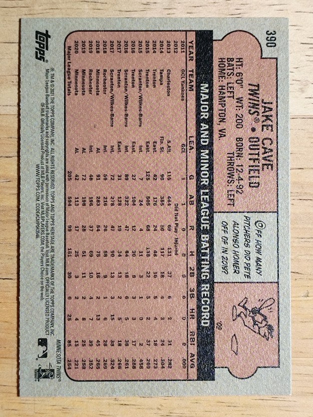 2021 Topps Heritage #390 Jake Cave
