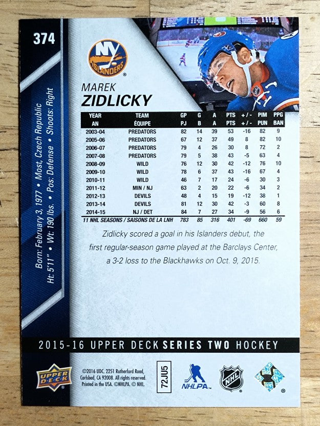 2015-16 Upper Deck #374 Marek Zidlicky