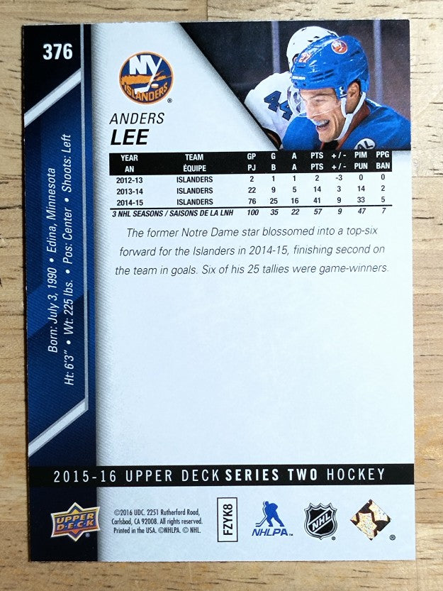 2015-16 Upper Deck #376 Anders Lee