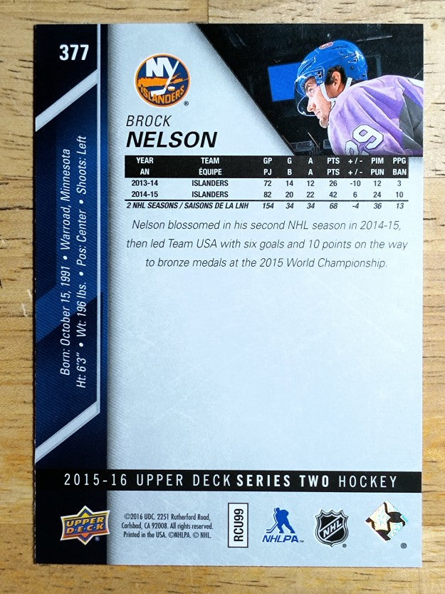 2015-16 Upper Deck #377 Brock Nelson