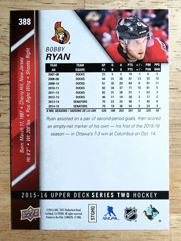 2015-16 Upper Deck #388 Bobby Ryan