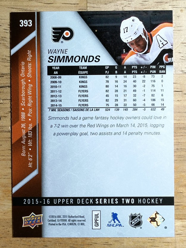 2015-16 Upper Deck #393 Wayne Simmonds