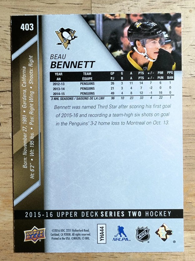 2015-16 Upper Deck #403 Beau Bennett