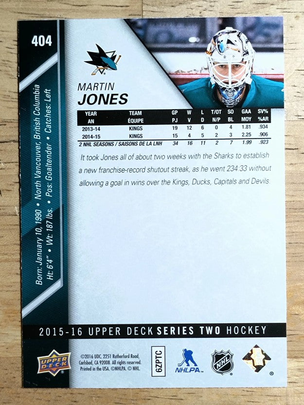 2015-16 Upper Deck #404 Martin Jones