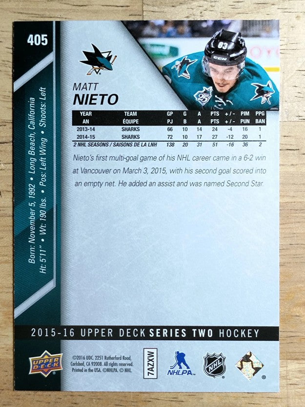 2015-16 Upper Deck #405 Matt Nieto
