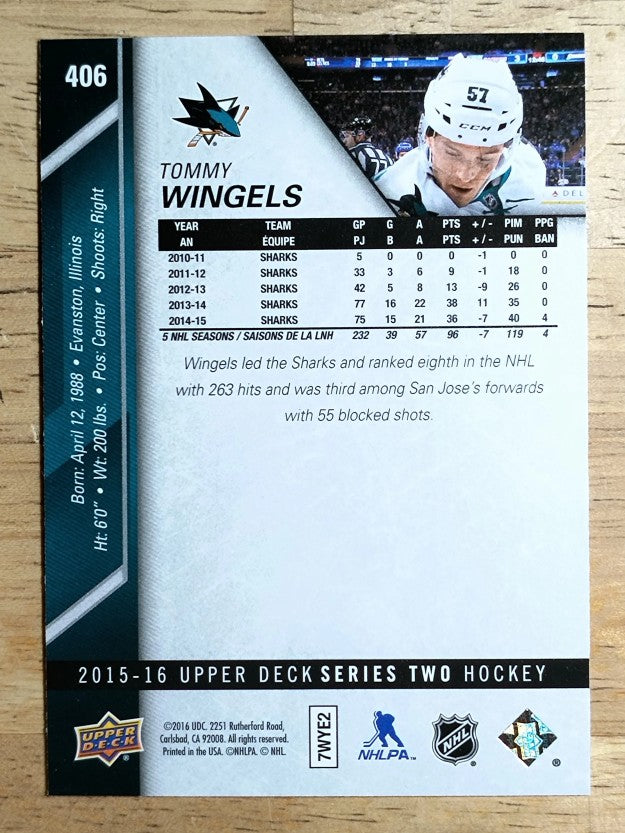 2015-16 Upper Deck #406 Tommy Wingels