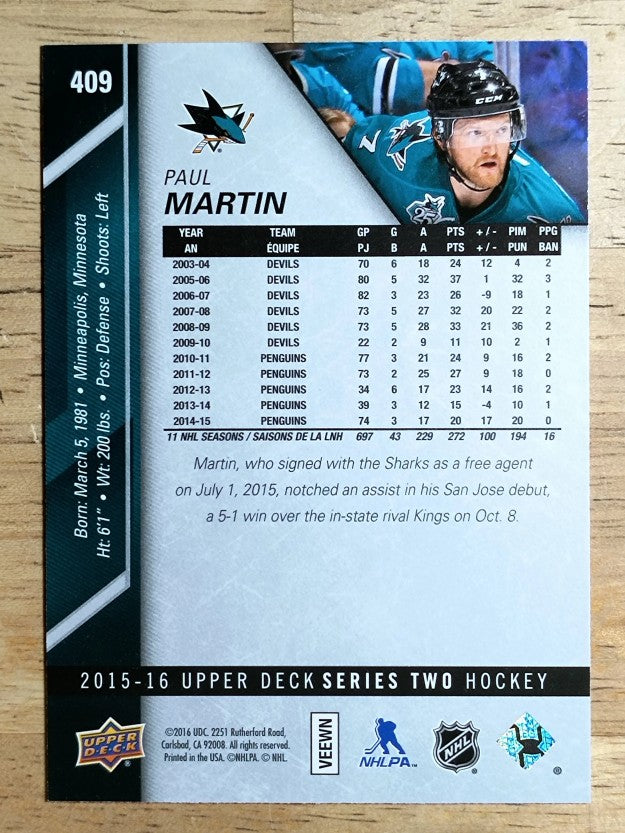 2015-16 Upper Deck #409 Paul Martin