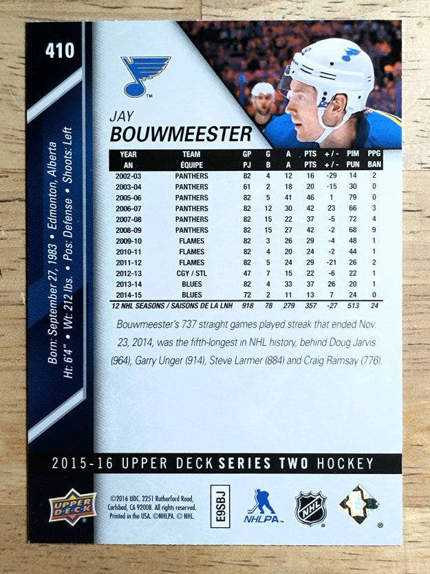 2015-16 Upper Deck #410 Jay Bouwmeester