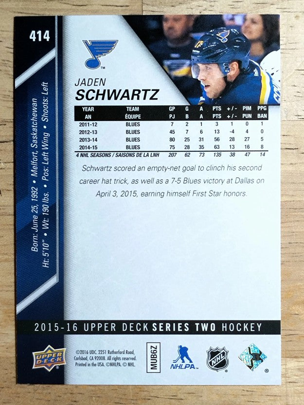 2015-16 Upper Deck #414 Jaden Schwartz