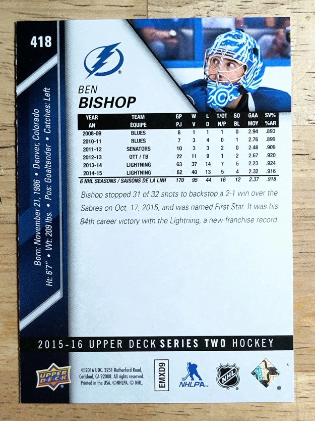 2015-16 Upper Deck #418 Ben Bishop