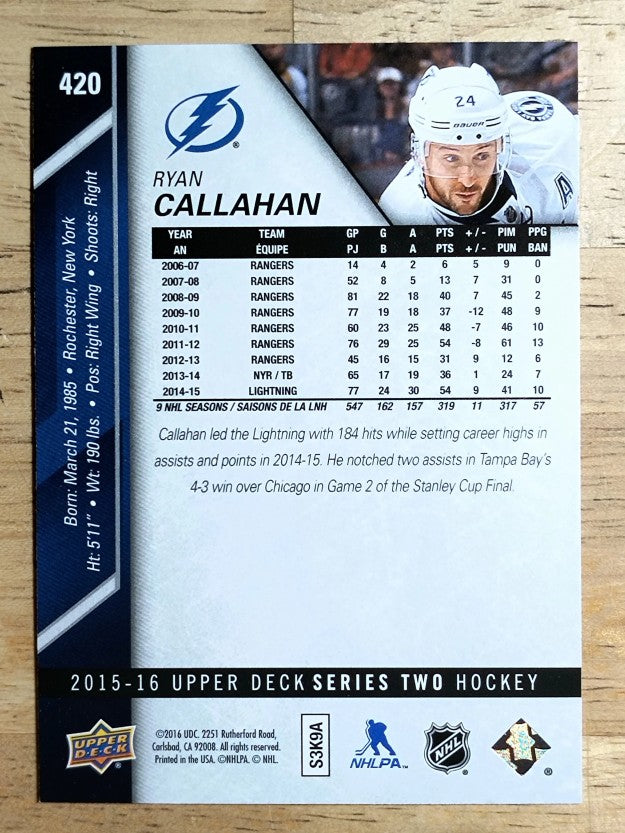 2015-16 Upper Deck #420 Ryan Callahan