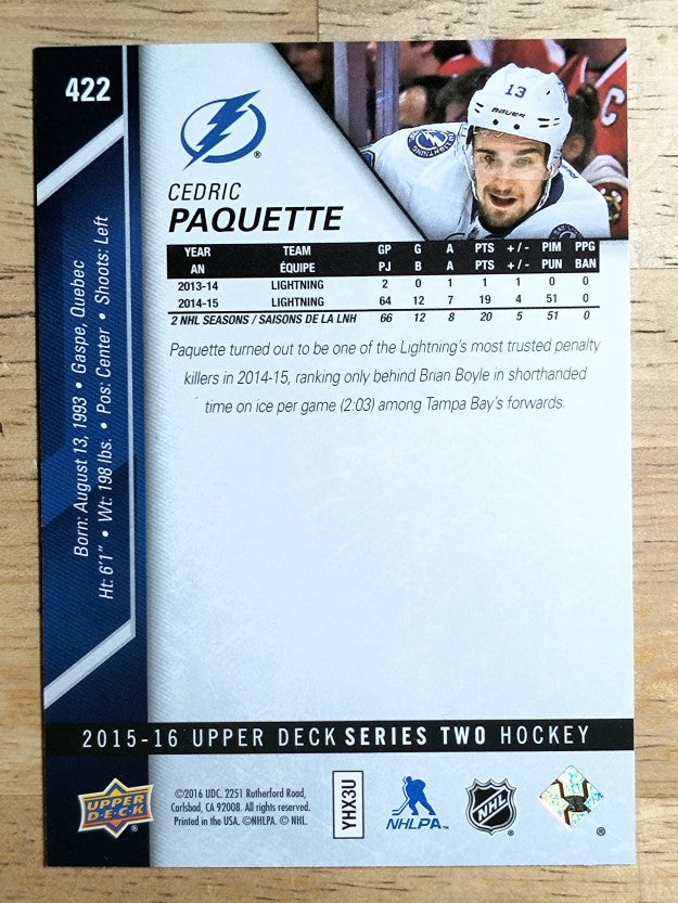 2015-16 Upper Deck #422 Cedric Paquette