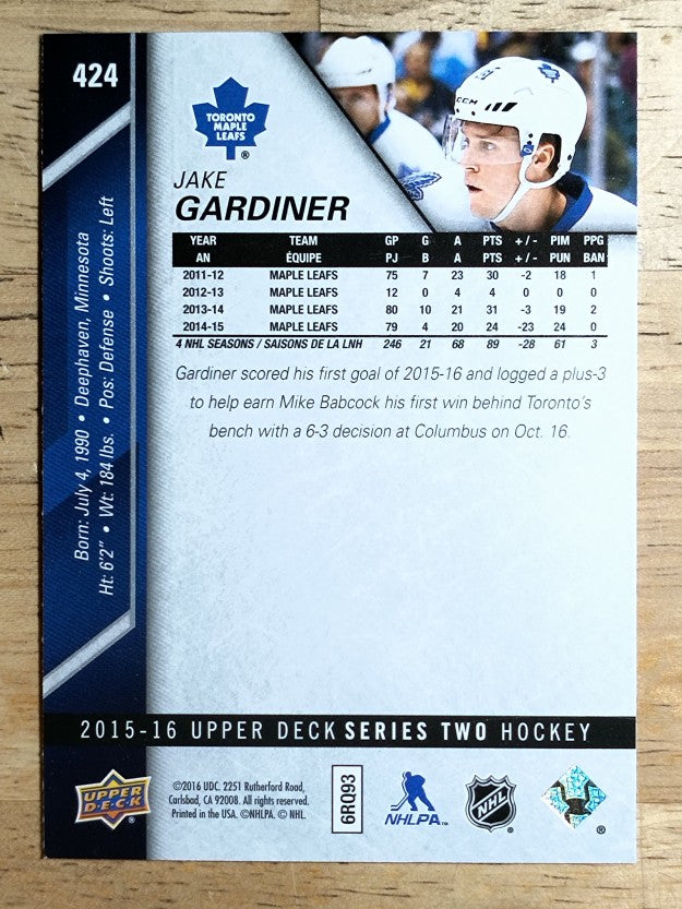 2015-16 Upper Deck #424 Jake Gardiner