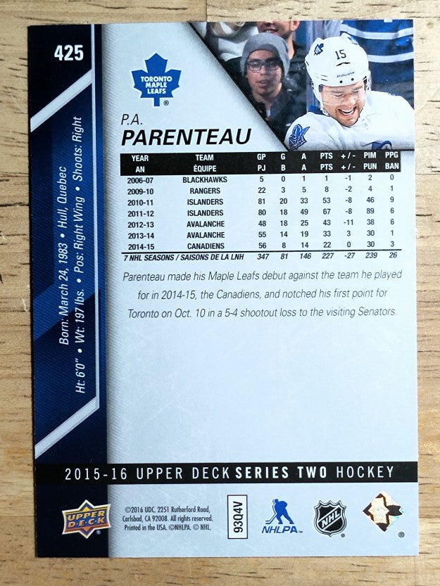 2015-16 Upper Deck #425 P.A. Parenteau