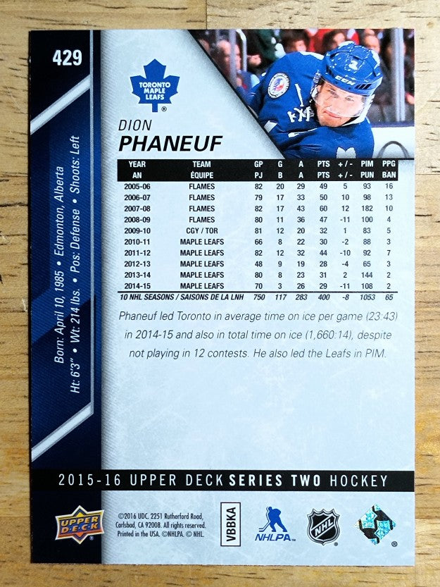 2015-16 Upper Deck #429 Dion Phaneuf