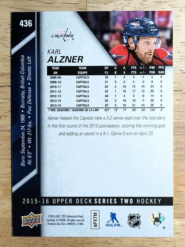 2015-16 Upper Deck #436 Karl Alzner