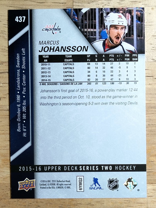 2015-16 Upper Deck #437 Marcus Johansson