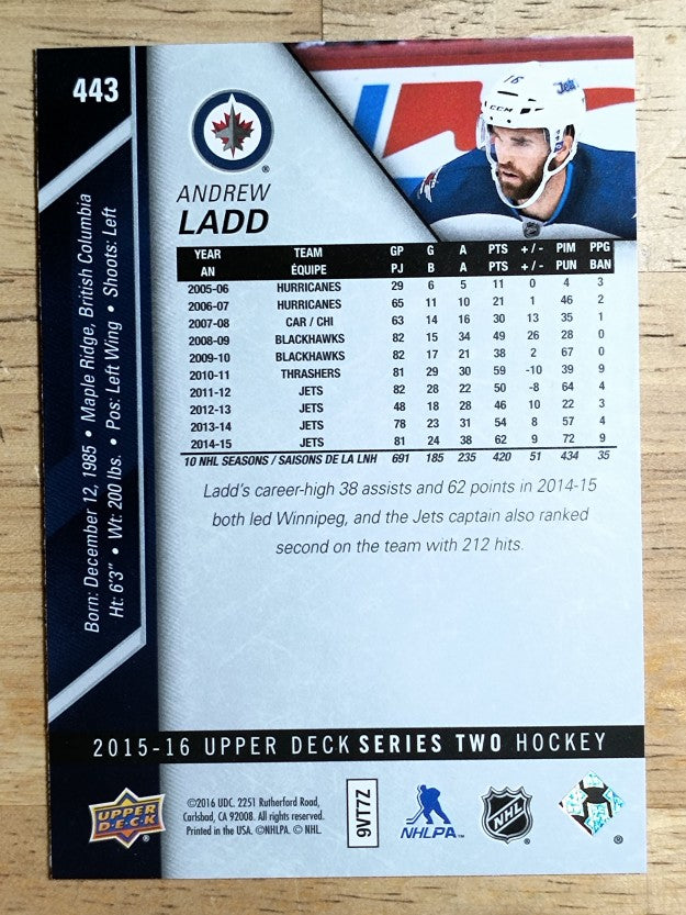 2015-16 Upper Deck #443 Andrew Ladd
