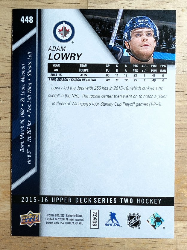 2015-16 Upper Deck #448 Adam Lowry