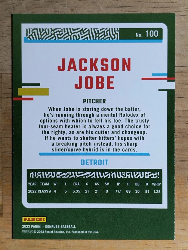 2023 Donruss #100 Jackson Jobe
