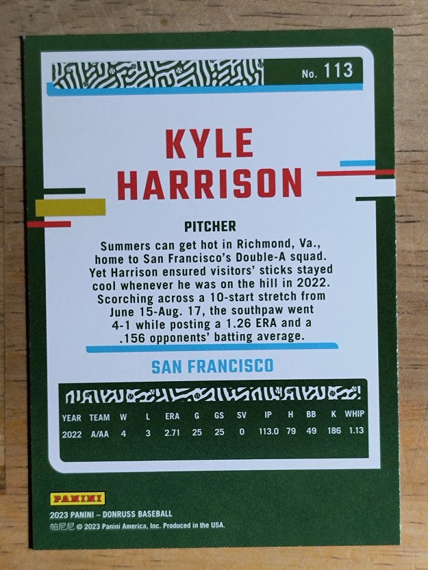 2023 Donruss #113 Kyle Harrison
