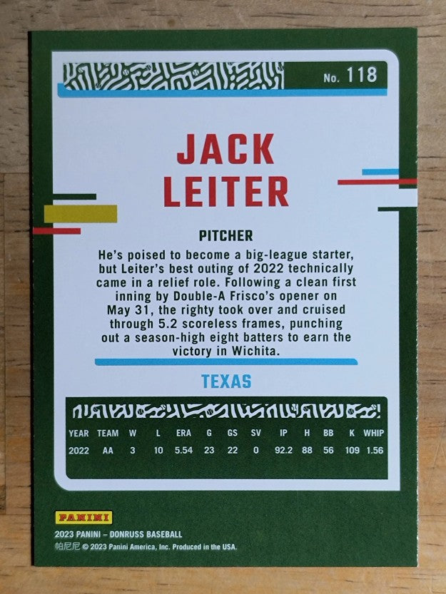 2023 Donruss #118 Jack Leiter