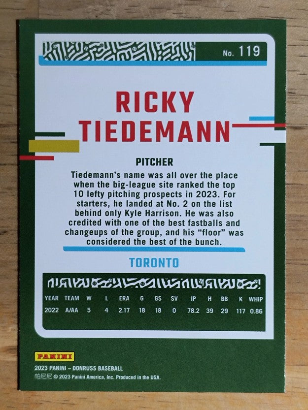 2023 Donruss #119 Ricky Tiedemann