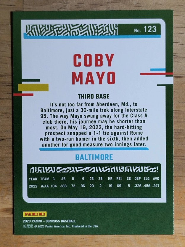 2023 Donruss #123 Coby Mayo
