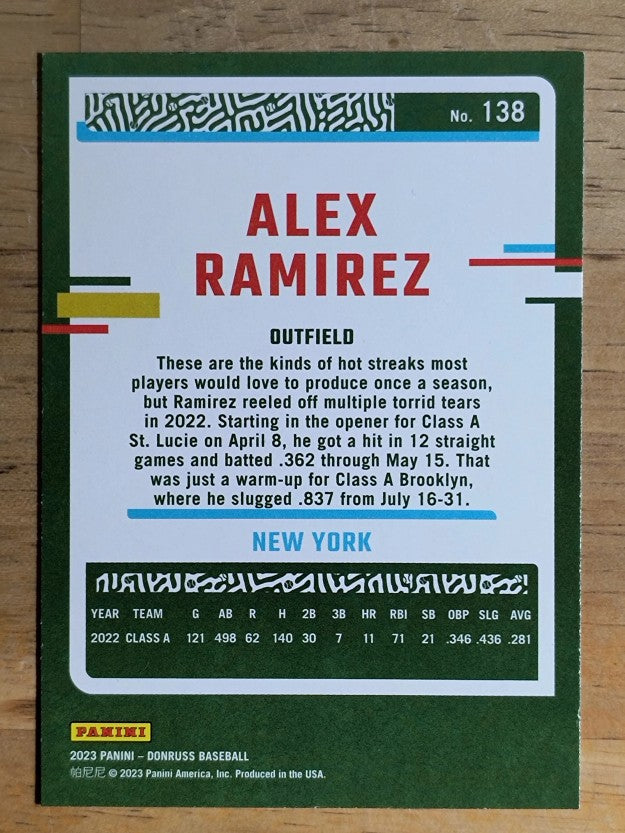 2023 Donruss #138 Alex Ramirez