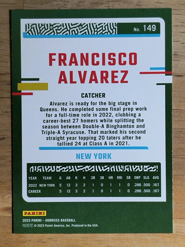 2023 Donruss #149 Francisco Alvarez