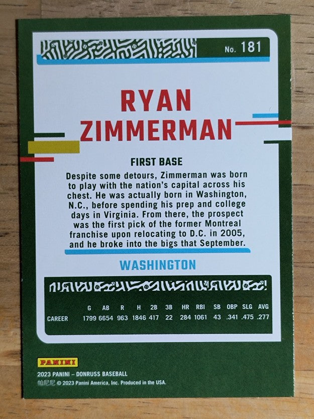 2023 Donruss #181 Ryan Zimmerman