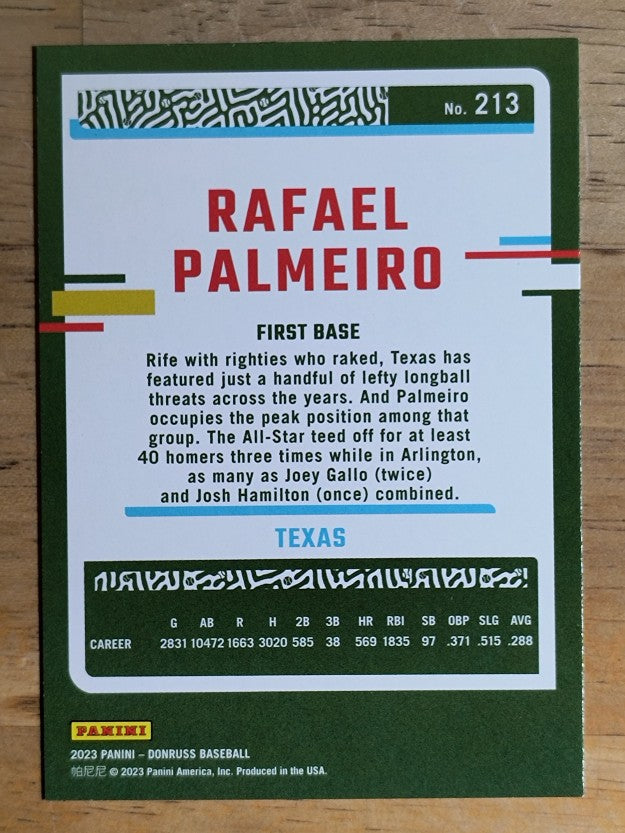 2023 Donruss #213 Rafael Palmeiro
