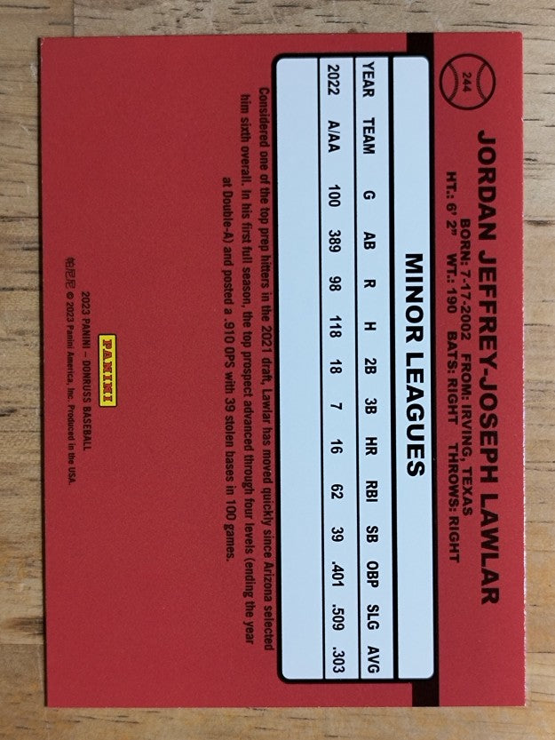 2023 Donruss #244 Jordan Lawlar RETRO