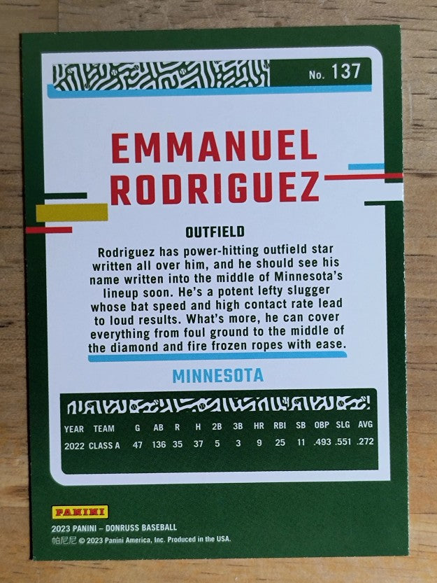 2023 Donruss Holo Blue #137 Emmanuel Rodriguez