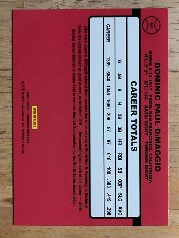 2023 Donruss Holo Orange #280 Dom DiMaggio RETRO