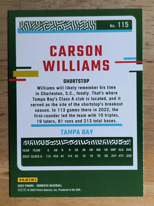 2023 Donruss Holo Purple #115 Carson Williams