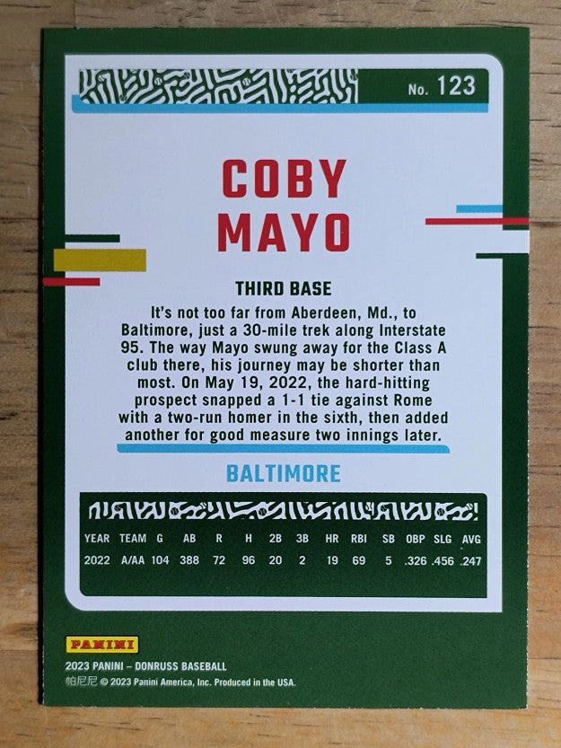 2023 Donruss Holo Purple #123 Coby Mayo