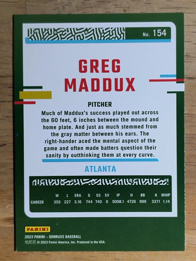 2023 Donruss Holo Purple #154 Greg Maddux