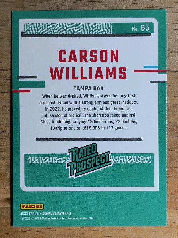 2023 Donruss Holo Blue #65 Carson Williams